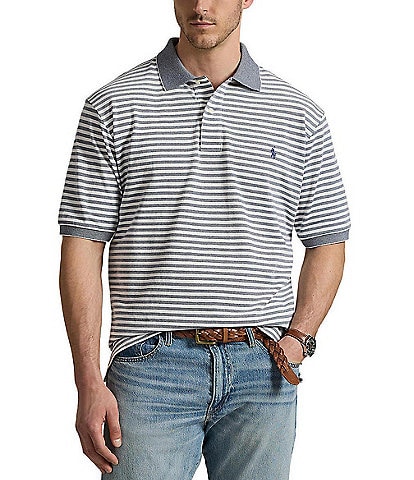Polo Ralph Lauren Big & Tall Classic Fit Striped Oxford Mesh Short Sleeve Polo Shirt