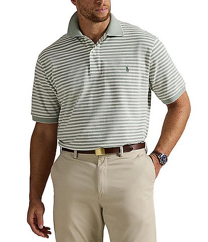 Polo Ralph Lauren Big & Tall Classic Fit Striped Oxford Mesh Short Sleeve Polo Shirt