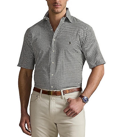 Polo Ralph Lauren Big & Tall Classic Fit Tattersall Performance Stretch Short Sleeve Twill Woven Shirt