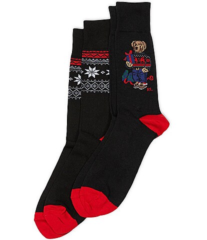 Polo Ralph Lauren Big & Tall Fair Isle/Bear Socks 2-Pack