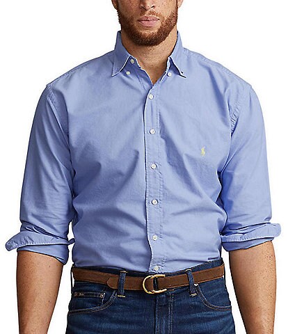 Blue Men's Big & Tall Casual Button-Up Shirts