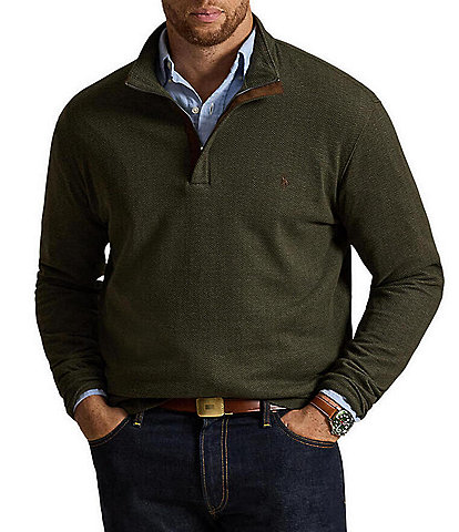 Polo Ralph Lauren Big & Tall Luxury Herringbone Printed Quarter-Zip Jersey Pullover