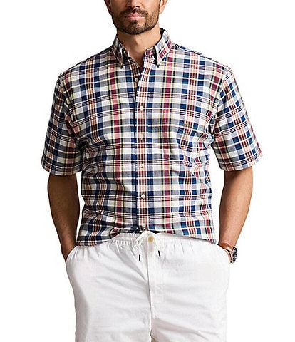 Polo Ralph Lauren Big & Tall Multi-Color Plaid Oxford Short Sleeve Woven Shirt