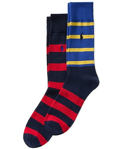 Polo Ralph Lauren Big & Tall Novelty-Stripe Slack Socks 2-Pack