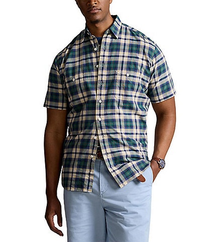 Polo Ralph Lauren Big & Tall Plaid Oxford Short Sleeve Woven Shirt