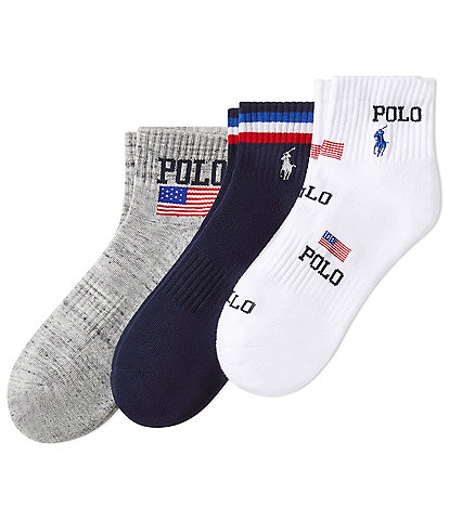 Polo Ralph Lauren Big & Tall Polo USA Quarter Socks 3-Pack