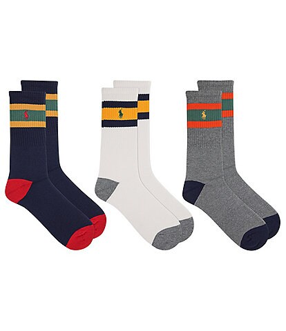 Polo Ralph Lauren Big & Tall Primary-Stripe/Color Block Socks 3-Pack