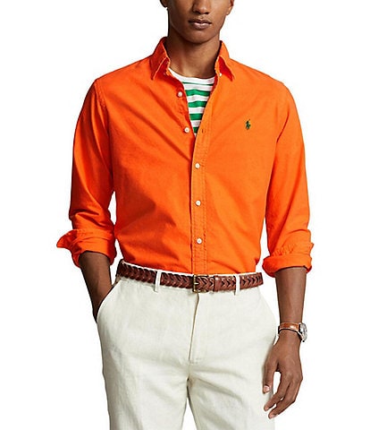 Polo Ralph Lauren Big & Tall Solid Garment-Dye Oxford Long Sleeve Woven Shirt
