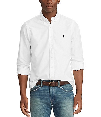 Polo Ralph Lauren Big & Tall Solid Garment-Dye Oxford Long-Sleeve Woven Shirt