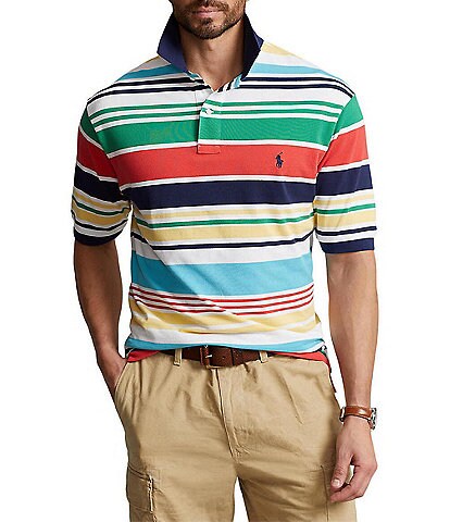 Polo Ralph Lauren Big & Tall Stripe Print Mesh Short Sleeve Polo Shirt