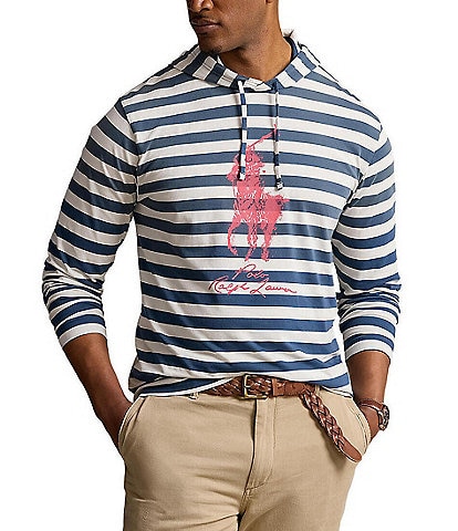 Polo Ralph Lauren Big & Tall Striped Big Pony Long Sleeve Hoodie T-Shirt