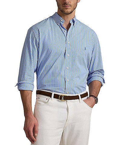 Polo Ralph Lauren Big & Tall Striped Stretch Poplin Long Sleeve Woven Shirt