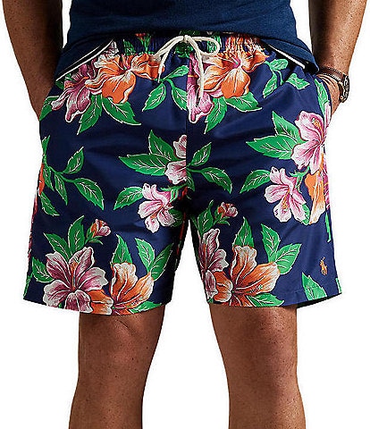 Polo Ralph Lauren Big & Tall Traveler Classic Iconic Hibiscus 6.5" Inseam and 7.5" Inseam Swim Trunks