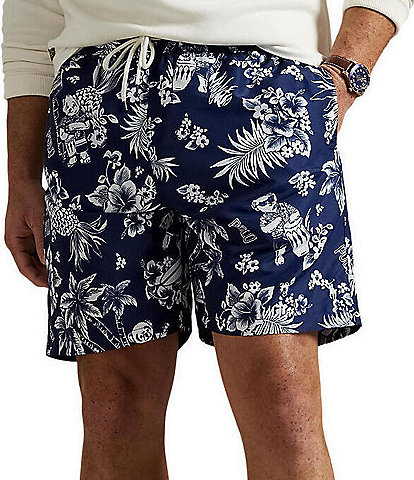 Polo Ralph Lauren Big & Tall Traveler Classic Polo Bear Tropical Printed 6.5" Inseam and 7.5" Inseam Swim Trunks
