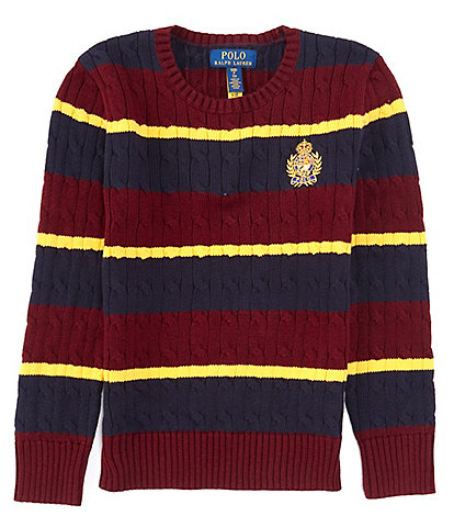 Polo Ralph Lauren Big Boys 8-20 Long Sleeve Striped Polo Crest Sweater