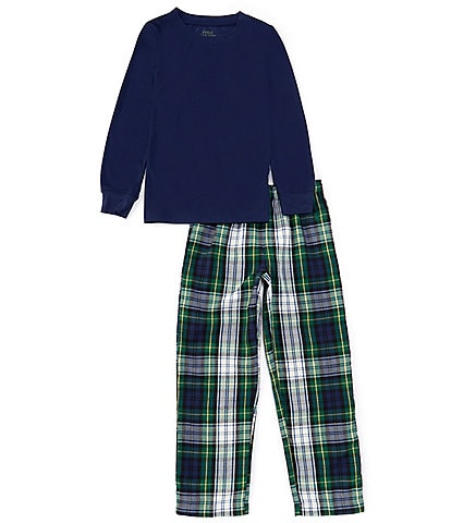 Polo Ralph Lauren Big Boys 8-20 Long-Sleeve T-Shirt And Plaid Pants Pajama Set