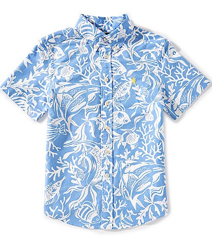 Polo Ralph Lauren Big Boys Sea-Print Short-Sleeve Oxford Shirt