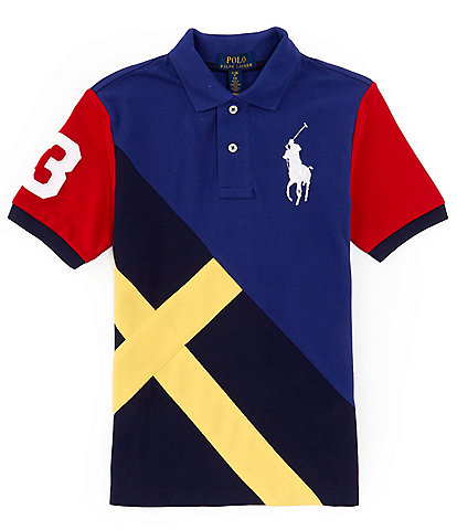 Polo Ralph Lauren Big Boys 8-20 Short Sleeve Big Pony Colorblock Mesh Polo Shirt