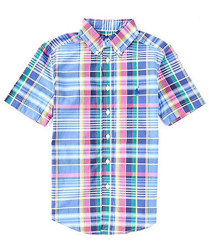 Polo Ralph Lauren Big Boys 8-20 Short Sleeve Multi Color Plaid Poplin Shirt