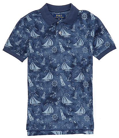 Polo Ralph Lauren Big Boys 8-20 Short Sleeve Nautical-Print Mesh Polo Shirt