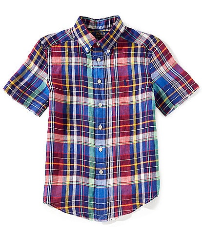 Polo Ralph Lauren Big Boys 8-20 Short Sleeve Plaid Linen Shirt