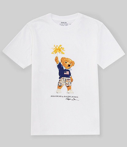 Polo Ralph Lauren Big Boys 8-20 Short Sleeve USA Flag Polo Bear Jersey T-Shirt