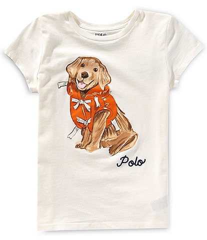 Polo Ralph Lauren Big Girls 7-16 Cap-Sleeve Dog-Print Jersey T-Shirt