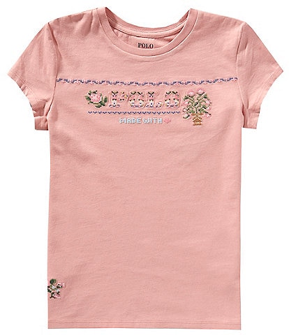 Polo Ralph Lauren Big Girls 7-16 Cap-Sleeve Embroidered Logo Jersey T-Shirt