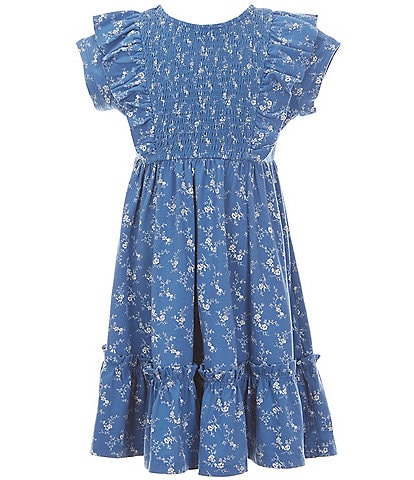 Polo Ralph Lauren Big Girls 7-16 Cap Sleeve Floral Smocked Fit-And-Flare Jersey Dress