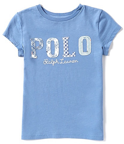 Polo Ralph Lauren Big Girls 7-16 Cap-Sleeve Mixed-Logo Jersey T-Shirt