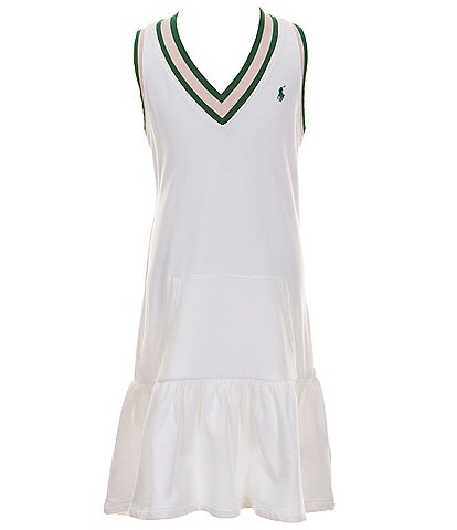 Polo Ralph Lauren Big Girls 7-16 Cricket-Stripe Drop-Waist Terry Dress