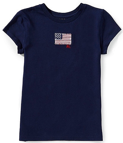 Polo Ralph Lauren Big Girls 7-16 Flag Applique Cotton Jersey T-Shirt