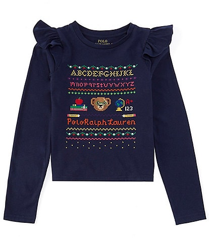 Polo Ralph Lauren Big Girls 7-16 Long-Sleeve Polo Bear Jersey T-Shirt