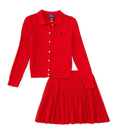 Polo Ralph Lauren Big Girls 7-16 Long-Sleeve Polo Cardigan & Skirt Set