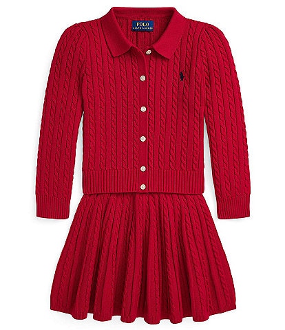 Polo Ralph Lauren Big Girls 7-16 Long-Sleeve Polo Cardigan & Skirt Set