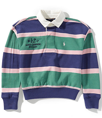 Polo Ralph Lauren Big Girls 7-16 Long-Sleeve Striped Terry Rugby Sweatshirt