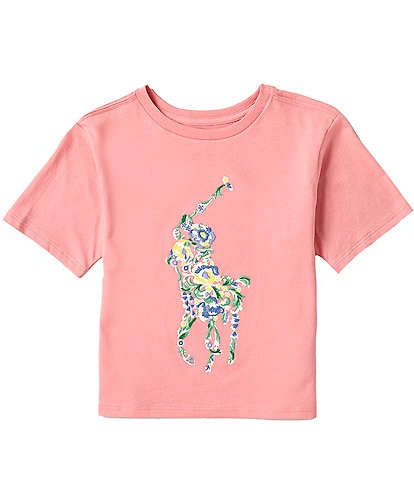 Polo Ralph Lauren Big Girls 7-16 Short Sleeve Floral Big Pony Jersey Boxy T-Shirt
