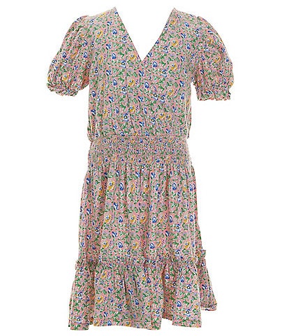 Polo Ralph Lauren Big Girls 7-16 Short-Sleeve Floral Smocked Fit & Flare Jersey Dress