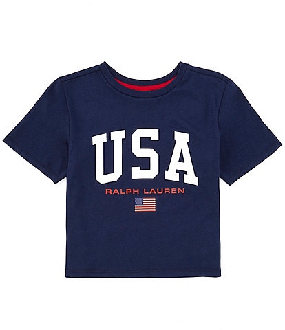 Polo Ralph Lauren Big Girls 7-16 Short Sleeve USA Logo Jersey Boxy T-Shirt