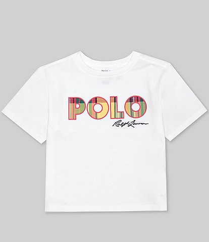 Polo Ralph Lauren Big Girls 7-16 Short-Sleeve Madras Logo Jersey Boxy T-Shirt