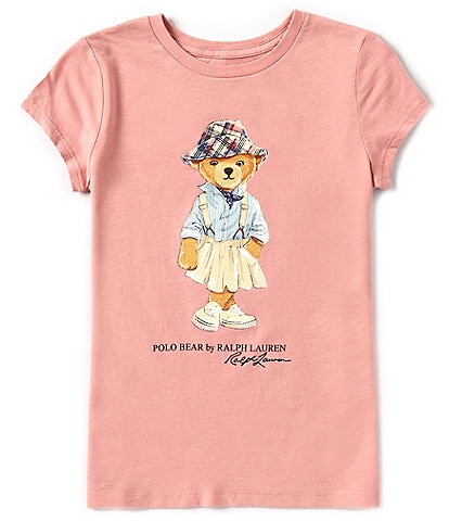 Polo Ralph Lauren Big Girls 7-16 Short Sleeve Trendy Polo Bear Jersey Graphic T-Shirt