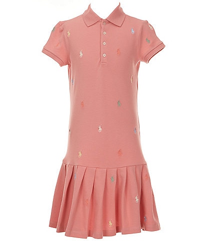 Polo Ralph Lauren Big Girls 7-16 Short-Sleeve Polo Pony Stretch Mesh Drop-Waist Dress