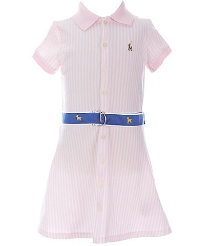 Polo Ralph Lauren Big Girls 7-16 Short-Sleeve Striped Belted Knit Oxford Polo Dress