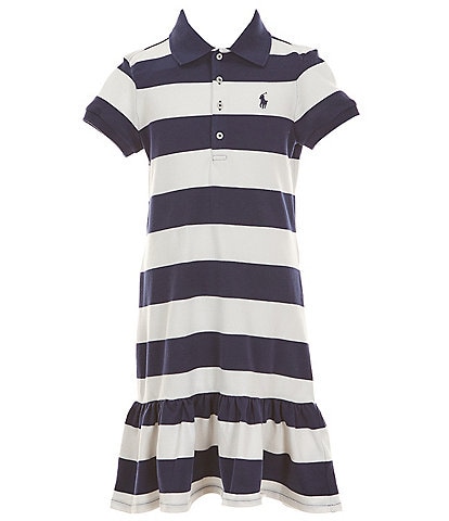 Polo Ralph Lauren Big Girls 7-16 Short-Sleeve Striped Stretch Mesh Drop-Waist Dress