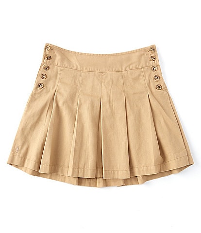Polo Ralph Lauren Big Girls 7-16 Side Button Pleated Twill Skirt