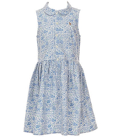 Polo Ralph Lauren Big Girls 7-16 Sleeveless Floral Empire-Waist Oxford Shirtdress