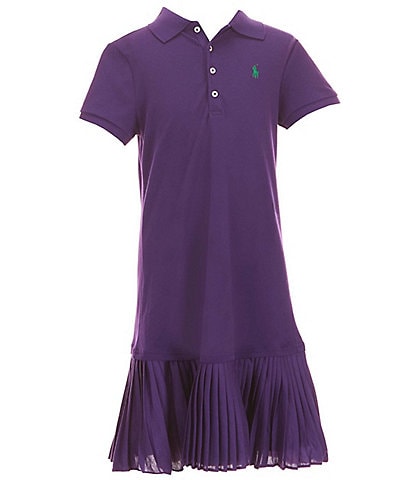 Polo Ralph Lauren Big Girls Short-Sleeve Pleated Stretch Mesh Polo Dress