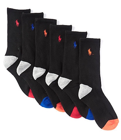 Polo Ralph Lauren Boys Athletic Crew Sock 6-Pack