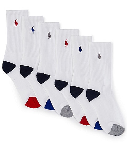 Polo Ralph Lauren Boys Athletic Crew Sock 6-Pack