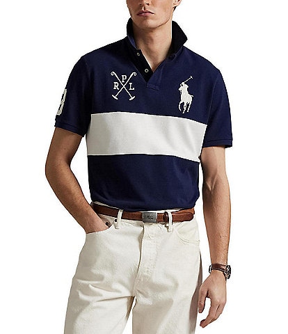 Polo Ralph Lauren Classic Fit Big Pony Bold Stripe Mesh Short Sleeve Polo Shirt